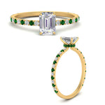 Load image into Gallery viewer, three-fourth-under-halo-emerald-cut-diamond-engagement-ring-with-emerald-in-FD9168EMRGEMGRANGLE3-NL-YG