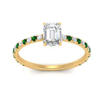 Load image into Gallery viewer, three-fourth-under-halo-emerald-cut-diamond-engagement-ring-with-emerald-in-FD9168EMRGEMGRANGLE3-NL-YG