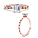 Load image into Gallery viewer, three-fourth-under-halo-emerald-cut-diamond-engagement-ring-with-orange-sapphire-in-FD9168EMRGSAORANGLE3-NL-RG
