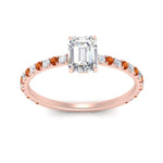 Load image into Gallery viewer, three-fourth-under-halo-emerald-cut-diamond-engagement-ring-with-orange-sapphire-in-FD9168EMRGSAORANGLE3-NL-RG
