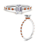 Load image into Gallery viewer, three-fourth-under-halo-emerald-cut-diamond-engagement-ring-with-orange-sapphire-in-FD9168EMRGSAORANGLE3-NL-WG