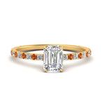 Load image into Gallery viewer, three-fourth-under-halo-emerald-cut-diamond-engagement-ring-with-orange-sapphire-in-FD9168EMRGSAORANGLE3-NL-YG