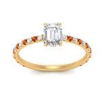 Load image into Gallery viewer, three-fourth-under-halo-emerald-cut-diamond-engagement-ring-with-orange-sapphire-in-FD9168EMRGSAORANGLE3-NL-YG