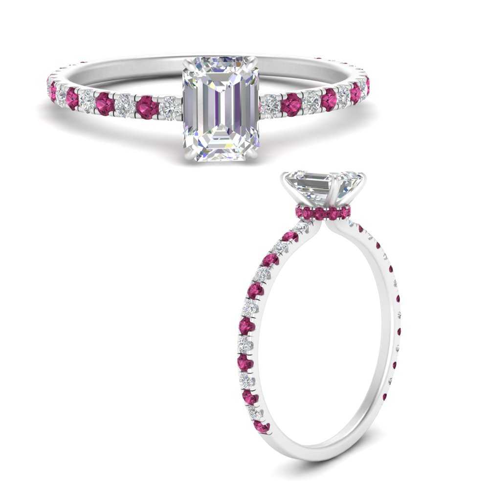 three-fourth-under-halo-emerald-cut-diamond-engagement-ring-with-pink-sapphire-in-FD9168EMRGSADRPIANGLE3-NL-WG