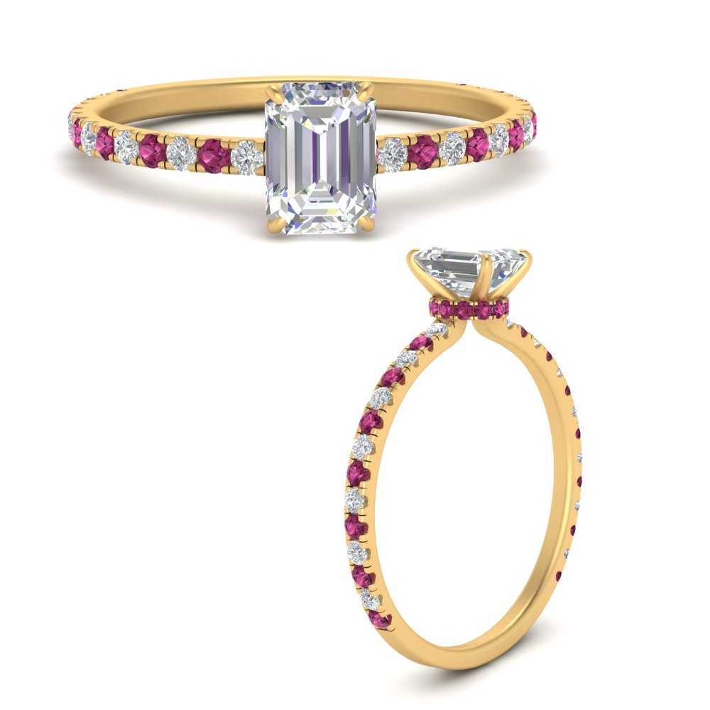 three-fourth-under-halo-emerald-cut-diamond-engagement-ring-with-pink-sapphire-in-FD9168EMRGSADRPIANGLE3-NL-YG