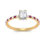 Load image into Gallery viewer, three-fourth-under-halo-emerald-cut-diamond-engagement-ring-with-pink-sapphire-in-FD9168EMRGSADRPIANGLE3-NL-YG
