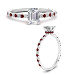 Load image into Gallery viewer, three-fourth-under-halo-emerald-cut-diamond-engagement-ring-with-ruby-in-FD9168EMRGRUDRANGLE3-NL-WG
