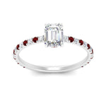 Load image into Gallery viewer, three-fourth-under-halo-emerald-cut-diamond-engagement-ring-with-ruby-in-FD9168EMRGRUDRANGLE3-NL-WG