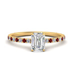 Load image into Gallery viewer, three-fourth-under-halo-emerald-cut-diamond-engagement-ring-with-ruby-in-FD9168EMRGRUDRANGLE3-NL-YG
