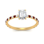 Load image into Gallery viewer, three-fourth-under-halo-emerald-cut-diamond-engagement-ring-with-ruby-in-FD9168EMRGRUDRANGLE3-NL-YG