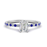 Load image into Gallery viewer, three-fourth-under-halo-emerald-cut-diamond-engagement-ring-with-sapphire-in-FD9168EMRGSABLANGLE3-NL-WG