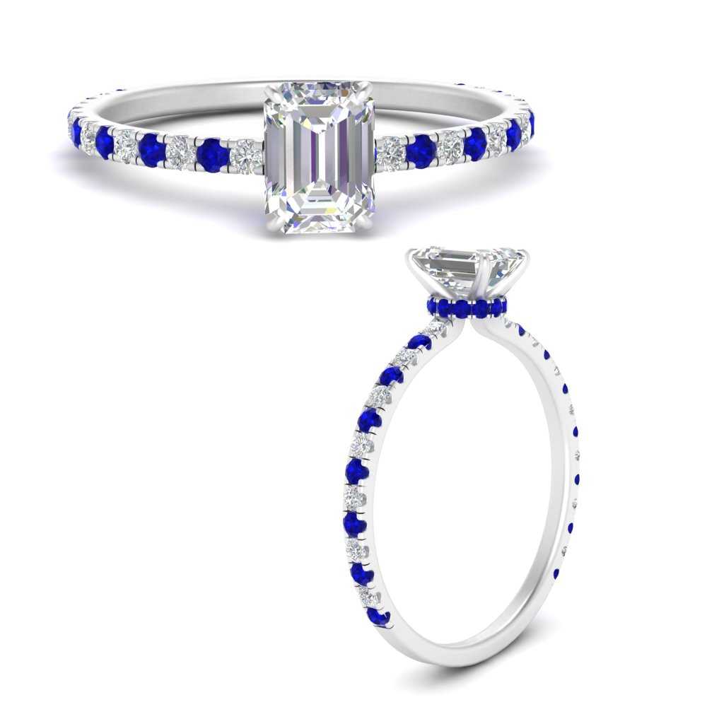 three-fourth-under-halo-emerald-cut-diamond-engagement-ring-with-sapphire-in-FD9168EMRGSABLANGLE3-NL-WG