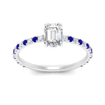 Load image into Gallery viewer, three-fourth-under-halo-emerald-cut-diamond-engagement-ring-with-sapphire-in-FD9168EMRGSABLANGLE3-NL-WG
