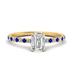Load image into Gallery viewer, three-fourth-under-halo-emerald-cut-diamond-engagement-ring-with-sapphire-in-FD9168EMRGSABLANGLE3-NL-YG
