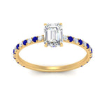 Load image into Gallery viewer, three-fourth-under-halo-emerald-cut-diamond-engagement-ring-with-sapphire-in-FD9168EMRGSABLANGLE3-NL-YG
