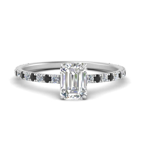 three-fourth-under-halo-emerald-cut-engagement-ring-with-black-diamond-in-FD9168EMRGBLACKANGLE3-NL-WG