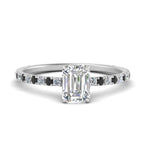 Load image into Gallery viewer, three-fourth-under-halo-emerald-cut-engagement-ring-with-black-diamond-in-FD9168EMRGBLACKANGLE3-NL-WG