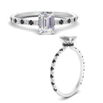 Load image into Gallery viewer, three-fourth-under-halo-emerald-cut-engagement-ring-with-black-diamond-in-FD9168EMRGBLACKANGLE3-NL-WG
