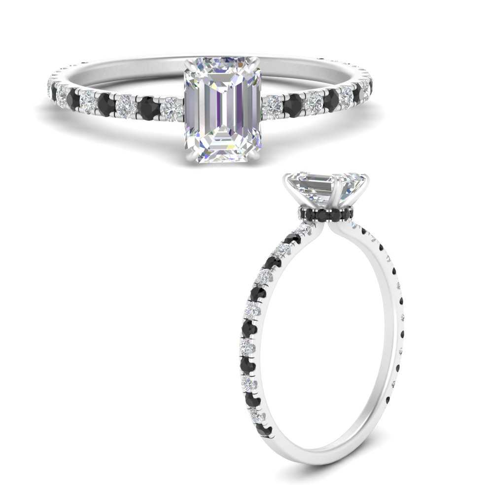 three-fourth-under-halo-emerald-cut-engagement-ring-with-black-diamond-in-FD9168EMRGBLACKANGLE3-NL-WG