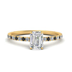 Load image into Gallery viewer, three-fourth-under-halo-emerald-cut-engagement-ring-with-black-diamond-in-FD9168EMRGBLACKANGLE3-NL-YG
