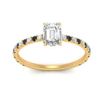Load image into Gallery viewer, three-fourth-under-halo-emerald-cut-engagement-ring-with-black-diamond-in-FD9168EMRGBLACKANGLE3-NL-YG
