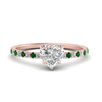 Load image into Gallery viewer, three-fourth-under-halo-heart-shaped-diamond-engagement-ring-with-emerald-in-FD9168HTRGEMGRANGLE3-NL-RG
