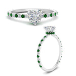 Load image into Gallery viewer, three-fourth-under-halo-heart-shaped-diamond-engagement-ring-with-emerald-in-FD9168HTRGEMGRANGLE3-NL-WG
