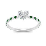 Load image into Gallery viewer, three-fourth-under-halo-heart-shaped-diamond-engagement-ring-with-emerald-in-FD9168HTRGEMGRANGLE3-NL-WG
