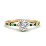 Load image into Gallery viewer, three-fourth-under-halo-heart-shaped-diamond-engagement-ring-with-emerald-in-FD9168HTRGEMGRANGLE3-NL-YG
