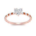 Load image into Gallery viewer, three-fourth-under-halo-heart-shaped-diamond-engagement-ring-with-orange-sapphire-in-FD9168HTRGSAORANGLE3-NL-RG

