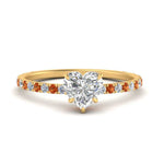 Load image into Gallery viewer, three-fourth-under-halo-heart-shaped-diamond-engagement-ring-with-orange-sapphire-in-FD9168HTRGSAORANGLE3-NL-YG
