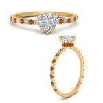 Load image into Gallery viewer, three-fourth-under-halo-heart-shaped-diamond-engagement-ring-with-orange-sapphire-in-FD9168HTRGSAORANGLE3-NL-YG
