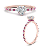 Load image into Gallery viewer, three-fourth-under-halo-heart-shaped-diamond-engagement-ring-with-pink-sapphire-in-FD9168HTRGSADRPIANGLE3-NL-RG
