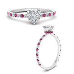 Load image into Gallery viewer, three-fourth-under-halo-heart-shaped-diamond-engagement-ring-with-pink-sapphire-in-FD9168HTRGSADRPIANGLE3-NL-WG
