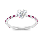 Load image into Gallery viewer, three-fourth-under-halo-heart-shaped-diamond-engagement-ring-with-pink-sapphire-in-FD9168HTRGSADRPIANGLE3-NL-WG
