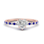 Load image into Gallery viewer, three-fourth-under-halo-heart-shaped-diamond-engagement-ring-with-sapphire-in-FD9168HTRGSABLANGLE3-NL-RG
