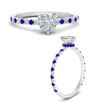 Load image into Gallery viewer, three-fourth-under-halo-heart-shaped-diamond-engagement-ring-with-sapphire-in-FD9168HTRGSABLANGLE3-NL-WG
