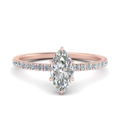 Three Fourth Marquise Diamond Under Halo Ring