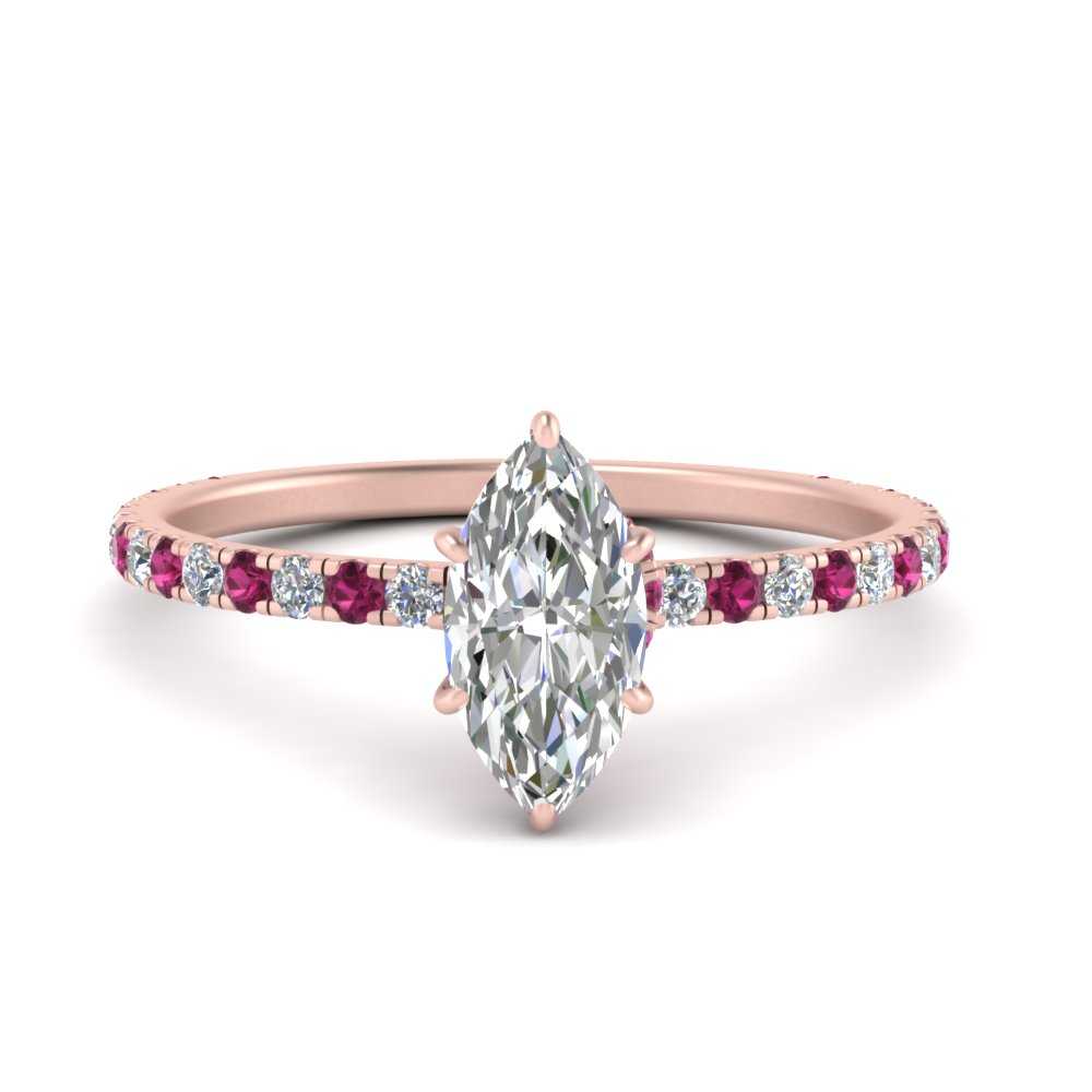 three-fourth-under-halo-marquise-cut-diamond-engagement-ring-with-pink-sapphire-in-FD9168MQRGSADRPIANGLE3-NL-RG