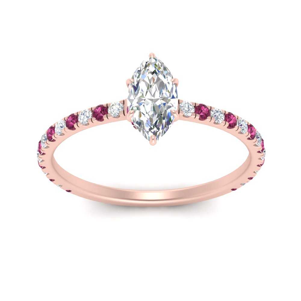 three-fourth-under-halo-marquise-cut-diamond-engagement-ring-with-pink-sapphire-in-FD9168MQRGSADRPIANGLE3-NL-RG