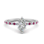 Load image into Gallery viewer, three-fourth-under-halo-marquise-cut-diamond-engagement-ring-with-pink-sapphire-in-FD9168MQRGSADRPIANGLE3-NL-WG
