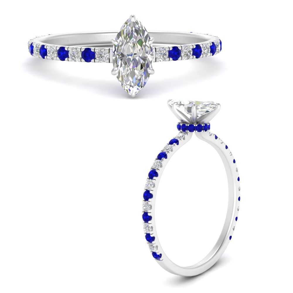 three-fourth-under-halo-marquise-cut-diamond-engagement-ring-with-sapphire-in-FD9168MQRGSABLANGLE3-NL-WG