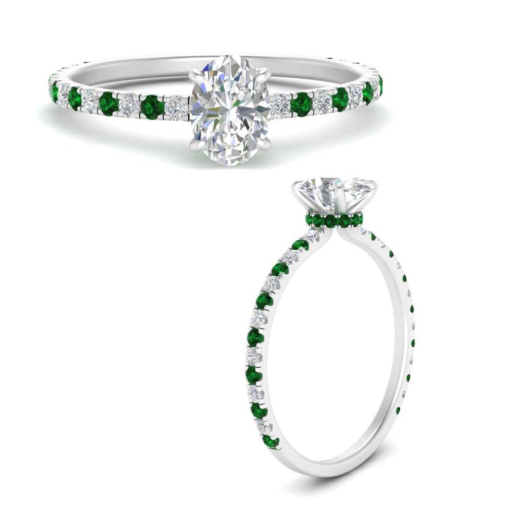 three-fourth-under-halo-oval-shaped-diamond-engagement-ring-with-emerald-in-FD9168OVRGEMGRANGLE3-NL-WG
