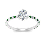 Load image into Gallery viewer, three-fourth-under-halo-oval-shaped-diamond-engagement-ring-with-emerald-in-FD9168OVRGEMGRANGLE3-NL-WG
