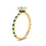 Load image into Gallery viewer, three-fourth-under-halo-oval-shaped-diamond-engagement-ring-with-emerald-in-FD9168OVRGEMGRANGLE3-NL-YG
