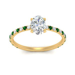 Load image into Gallery viewer, three-fourth-under-halo-oval-shaped-diamond-engagement-ring-with-emerald-in-FD9168OVRGEMGRANGLE3-NL-YG
