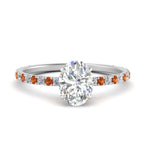 Load image into Gallery viewer, three-fourth-under-halo-oval-shaped-diamond-engagement-ring-with-orange-sapphire-in-FD9168OVRGSAORANGLE3-NL-WG
