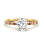 Load image into Gallery viewer, three-fourth-under-halo-oval-shaped-diamond-engagement-ring-with-orange-sapphire-in-FD9168OVRGSAORANGLE3-NL-YG
