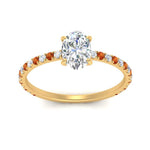 Load image into Gallery viewer, three-fourth-under-halo-oval-shaped-diamond-engagement-ring-with-orange-sapphire-in-FD9168OVRGSAORANGLE3-NL-YG
