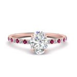 Load image into Gallery viewer, three-fourth-under-halo-oval-shaped-diamond-engagement-ring-with-pink-sapphire-in-FD9168OVRGSADRPIANGLE3-NL-RG
